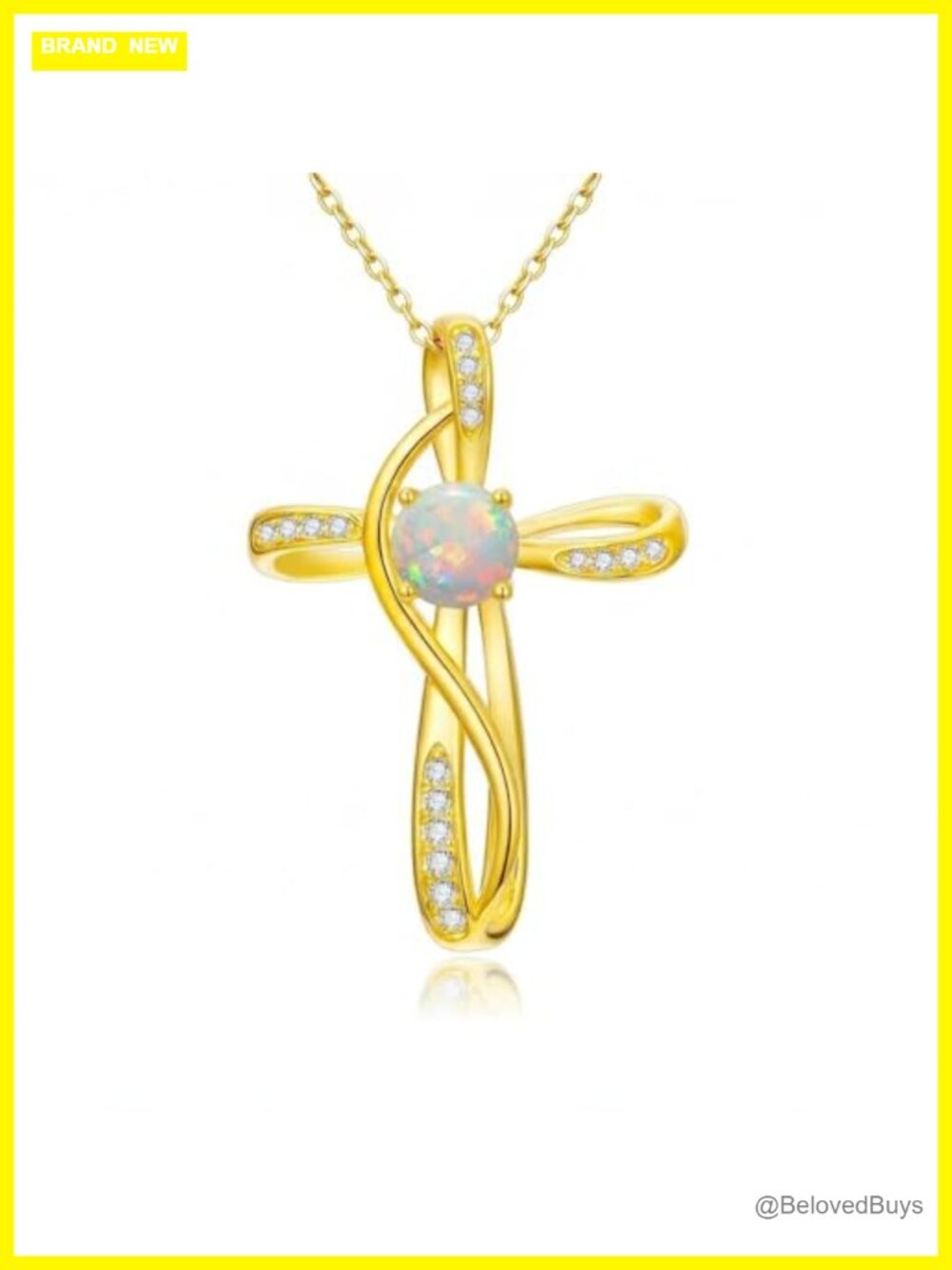 14K Gold Cross Birthstone Necklace Infinity Pendant Christian Religious Jewelry